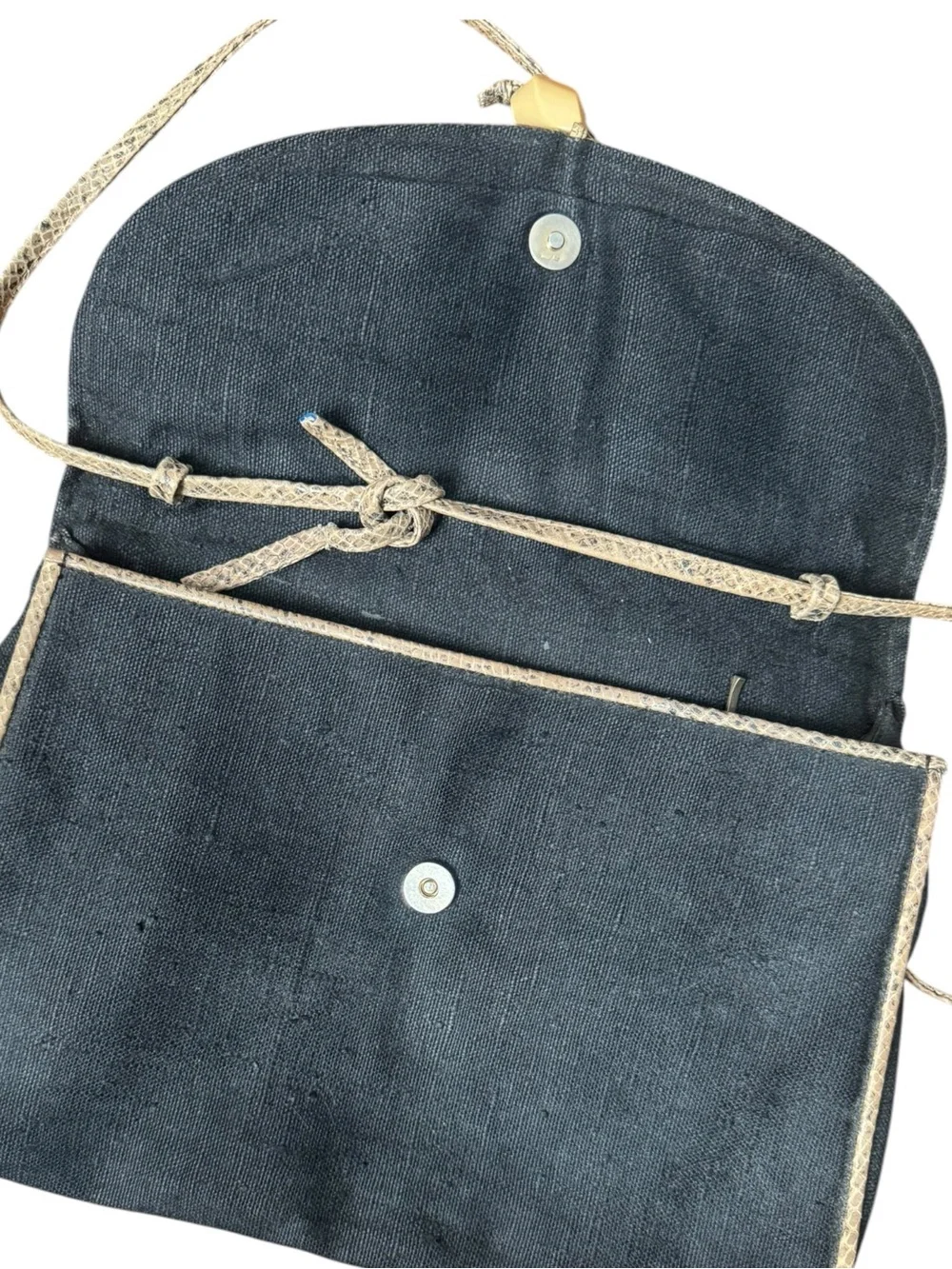 Vintage Barbara Bolan Crocodile & Linen 1980’s Bohemian Made in Italy Bag